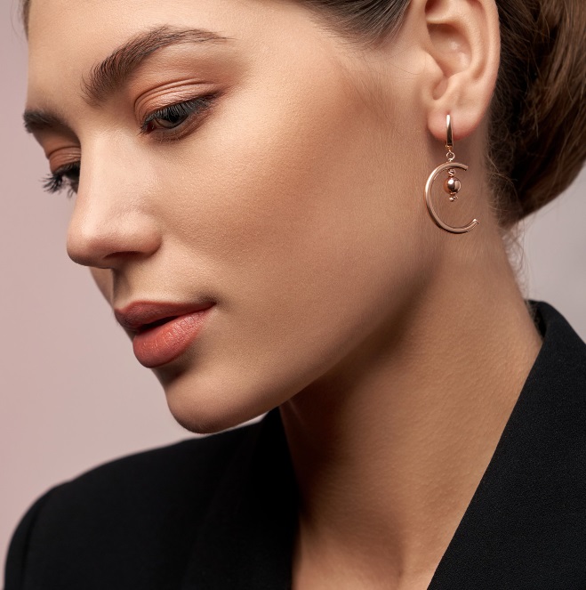 Gold hoop drop earring