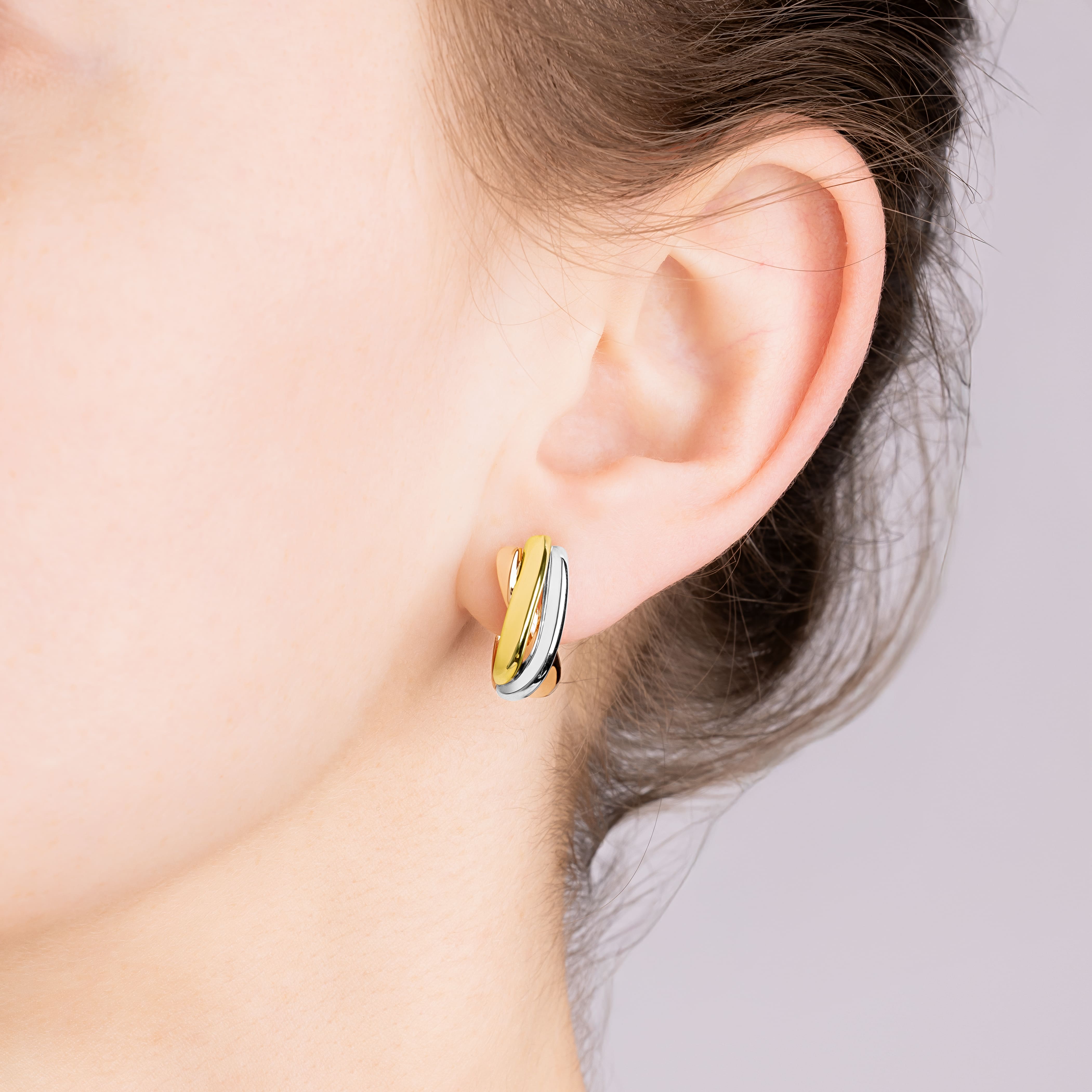 Tri-color gold Trinity earring