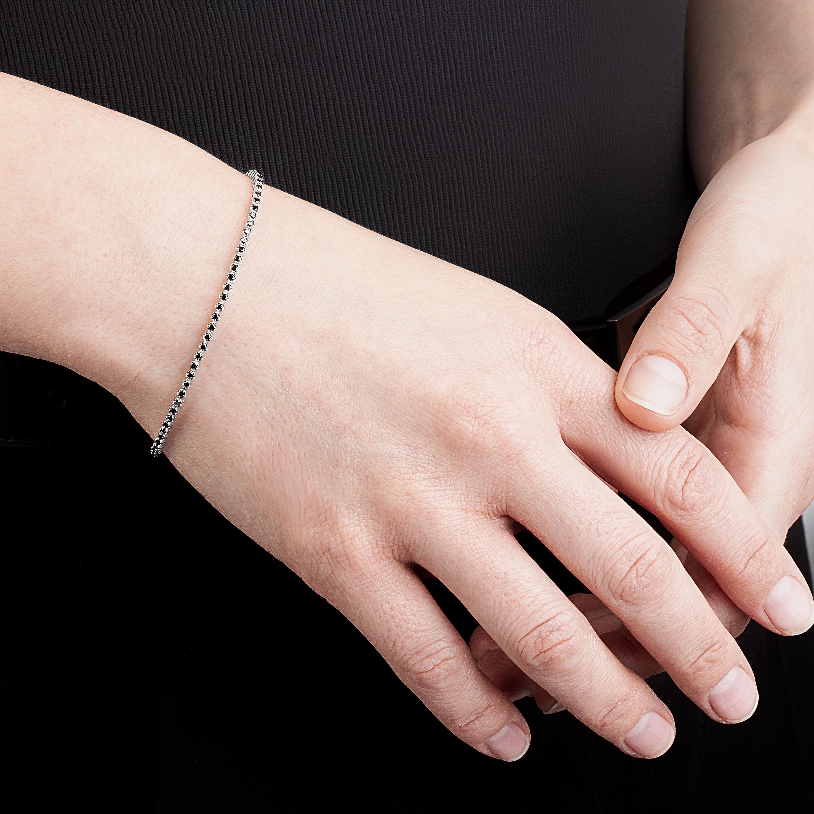 Tennis bracelet on the wrist