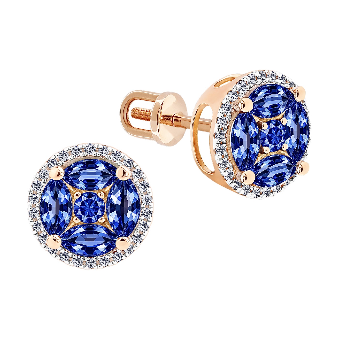 Sapphire & Diamond Drop Earrings, 14K Rose Gold