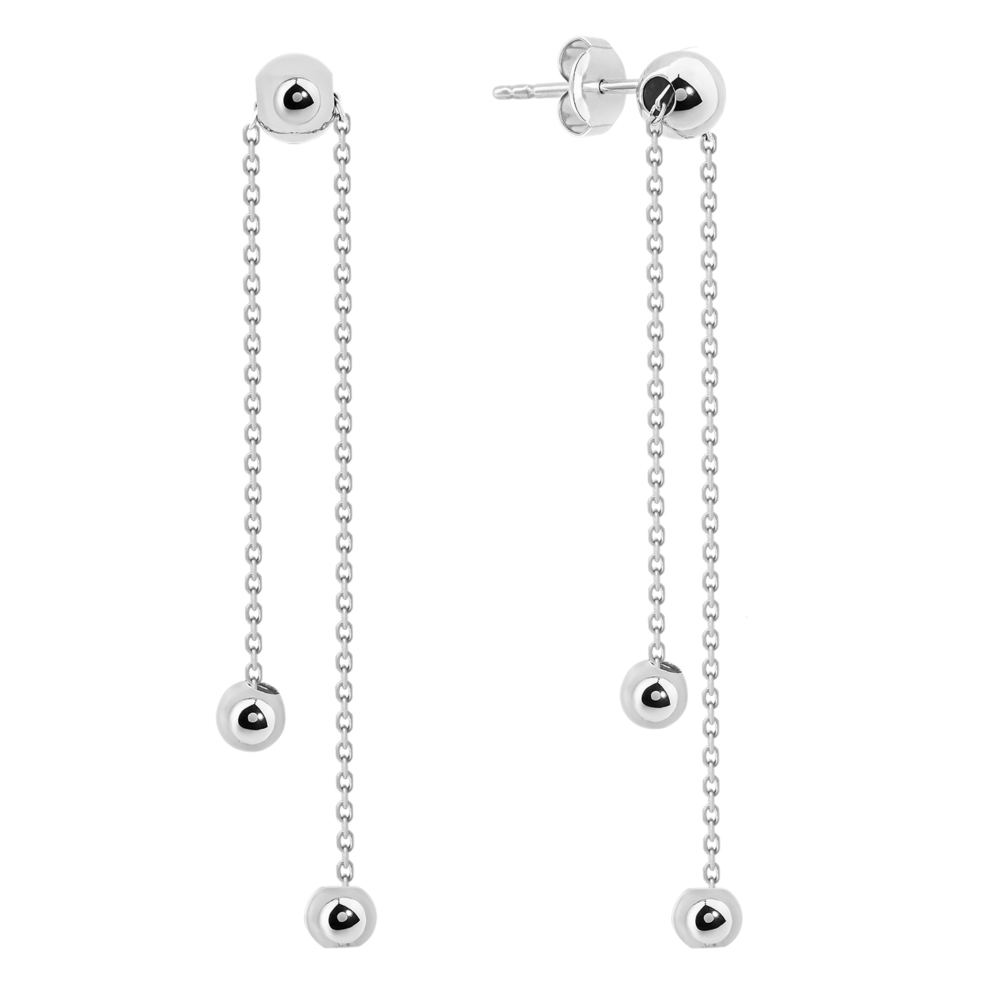 Ball Drop Earrings, 14K White Gold
